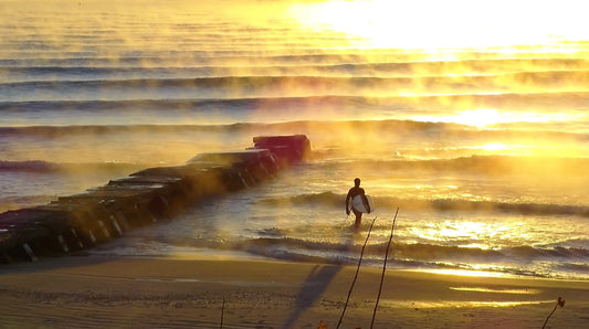 First Light Spotlight, Ice Beard, Great Lakes, Sheboygan, Wisconsin, lake surfing, fresh water, Winter, dawn patrol, lake michigan