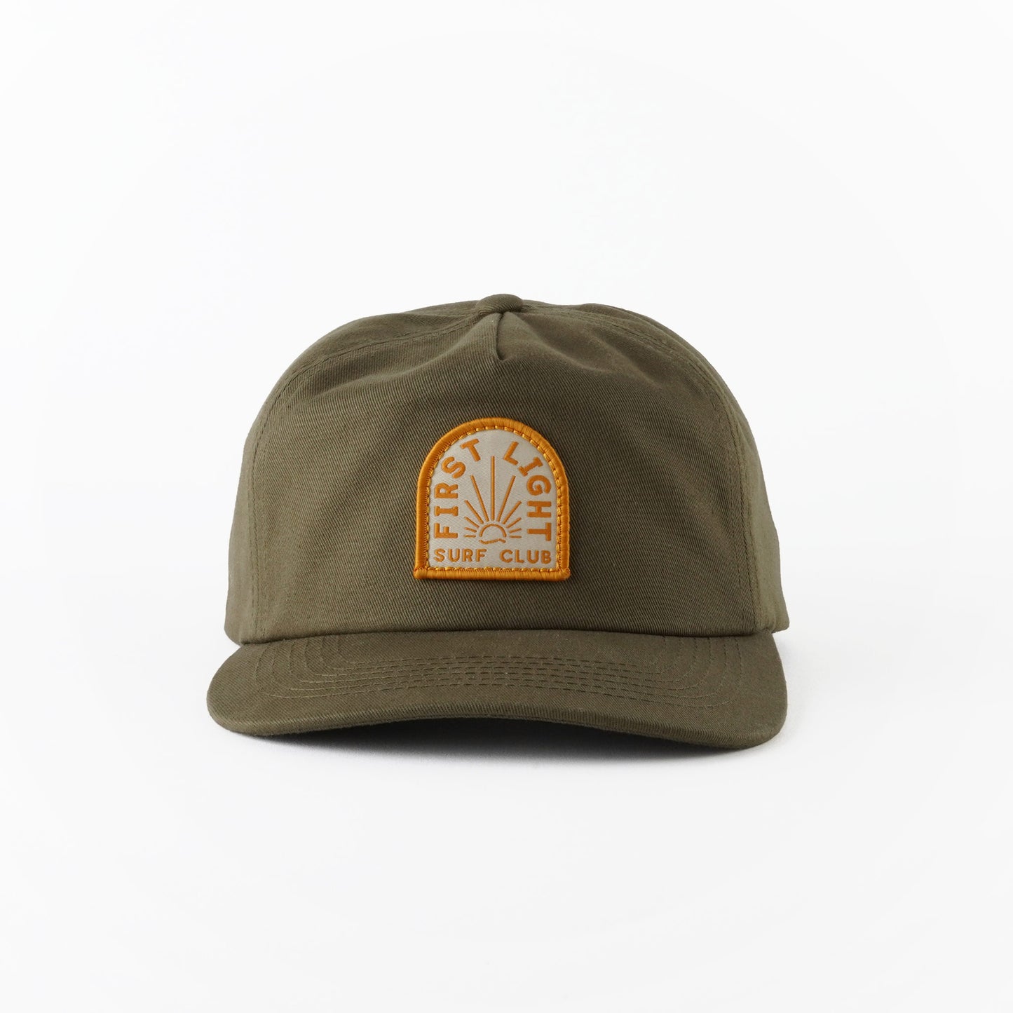 First Light Surf Club Olive 5 Panel Unstructured Snapback Hat With Patch